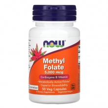 Витамины Now Foods Methyl Folate Фолиевая кислота 5000 мкг 50 капсул